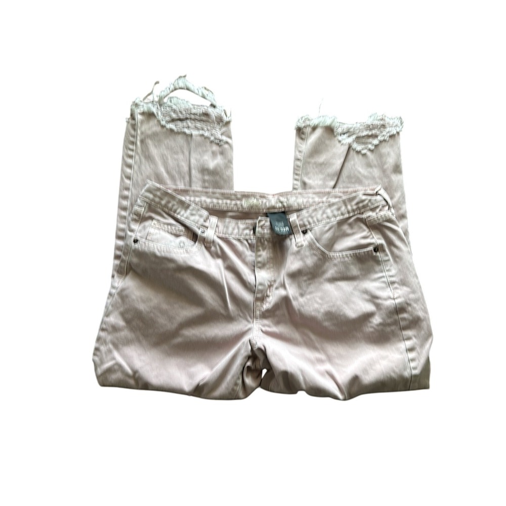 Missimo Denim Boyfriend Crop‎ Pants Women's 14/32R Pink Frayed Hem Casual